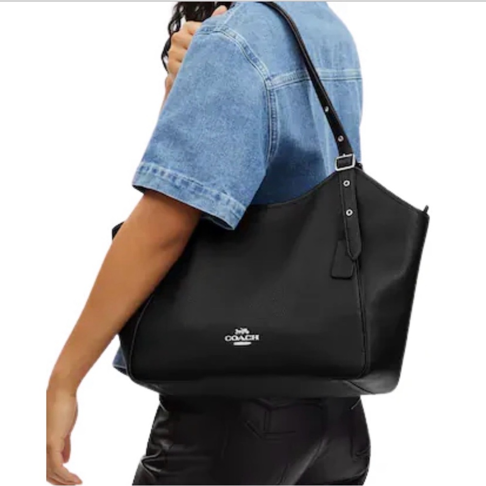 Coach Meadow Shoulder Leather Tote Bag - Picture 2 of 9